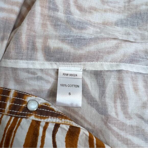 Anthropologie Love The Label Honey Puff Sleeve Swirl Midi Dress Zebra S NWT - Picture 13 of 15